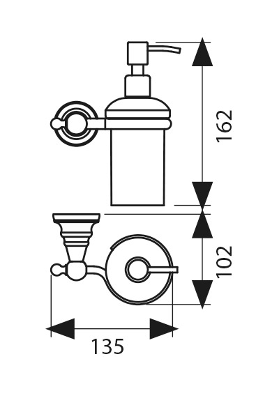 KH-4210 Дозатор для жидкого мыла настенный бронза 