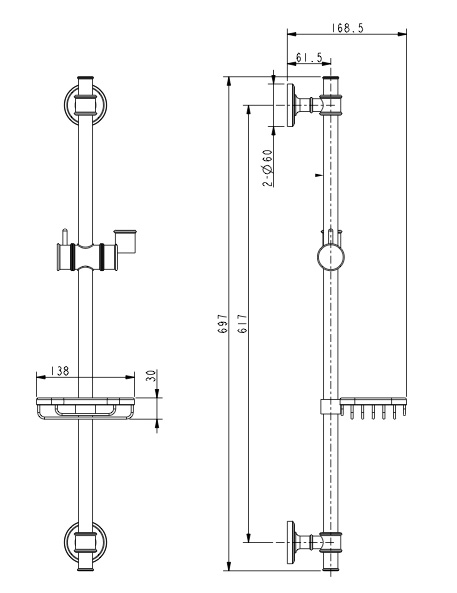 R-0092 Bronze Душевая стойка KAISER с мыльницей 
