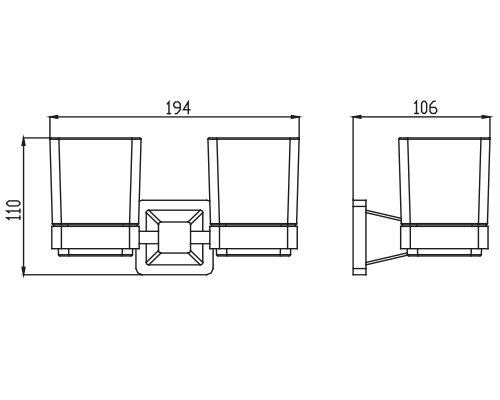 KH-1235 Держатель стаканов двойной KAISER