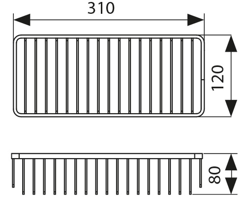KH-5040 Полка настенная прямоугольная KAISER 310*120*80