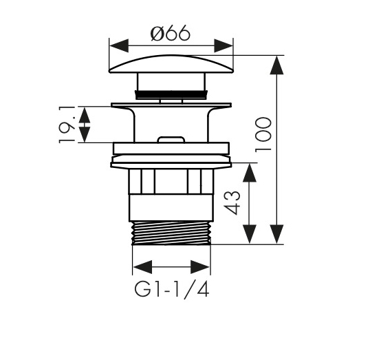 8041 Донный клапан KAISER с переливом, автомат