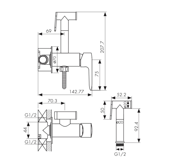 62188 Смеситель KAISER Estilo для биде скрытого монтажа