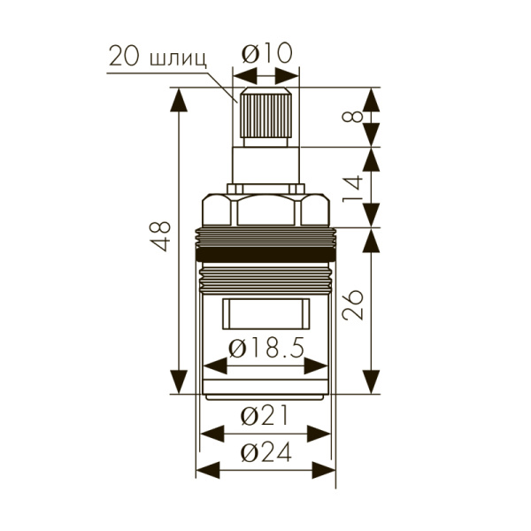 6158 Кран-букса KАISER 1/2 для смесителей 58011/58022/58033/58055/58182