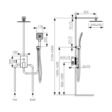 34877-9 Душевая система KAISER Sonat для скрытого монтажа