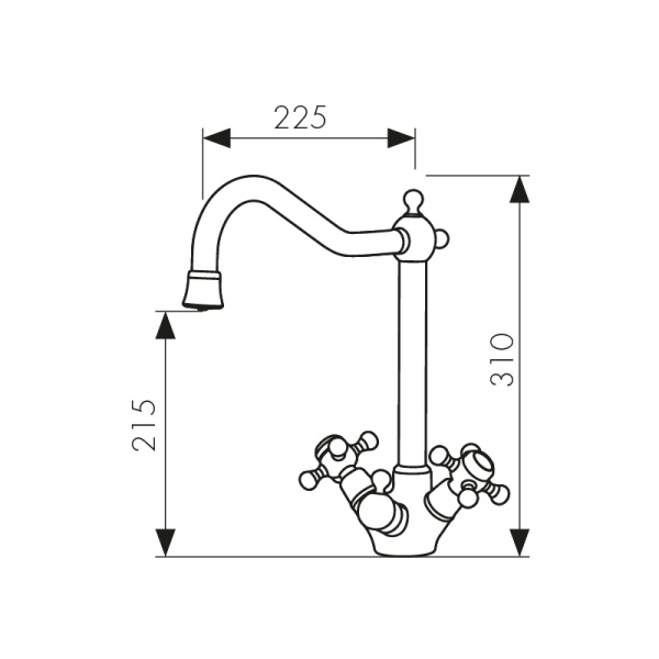 44333 Смеситель KAISER Carlson Style для кухни с подачей фильтрованной воды 