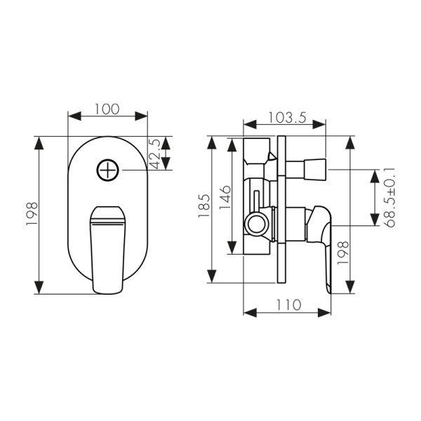 69177 Смеситель KAISER Glory скрытого монтажа