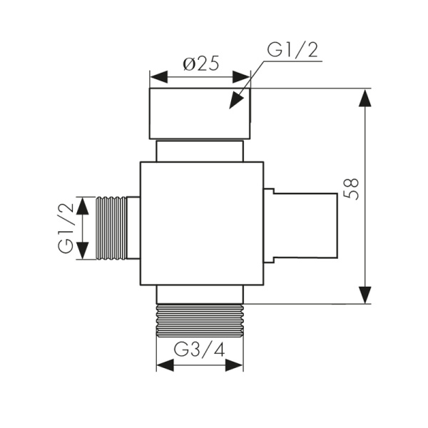 6519 Дивертор KАISER EURO 3/4нар х 1/2нар х 1/2вн