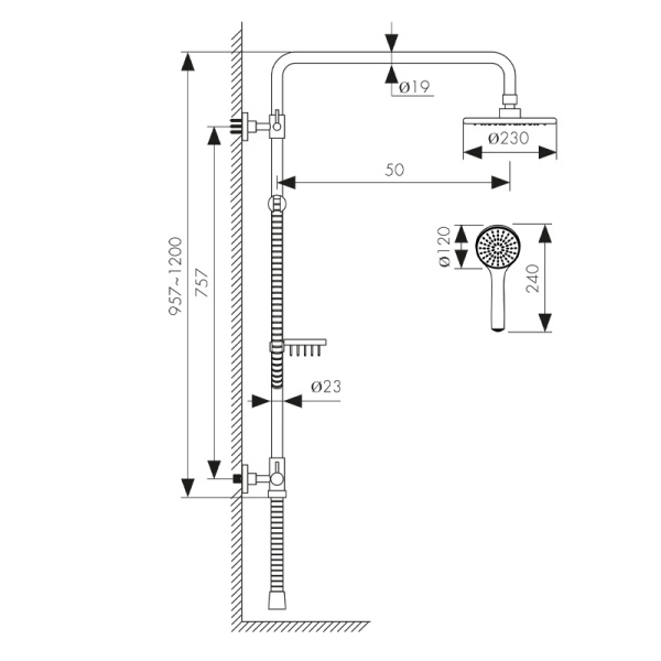 2065 Душевая система KAISER Sonat