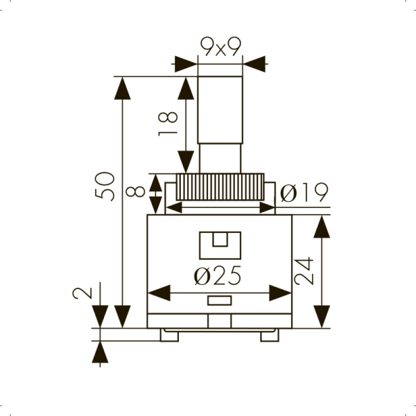 6201 Картридж KАISER Ø25 для смесителей 05511, 43244, 43344, 43444, 53022, 53077, 47711