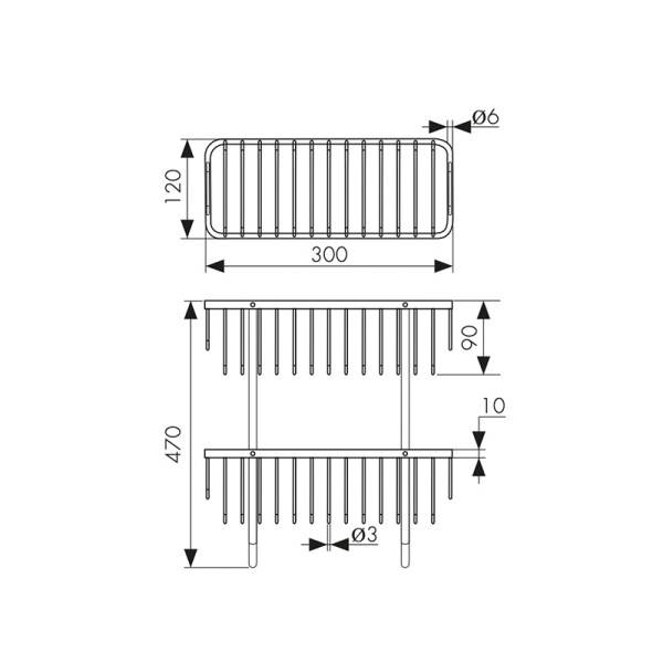 Полка двойная настенная прямая KAISER 