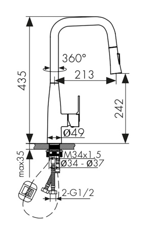 22144-5 Смеситель KAISER Claro для кухни 