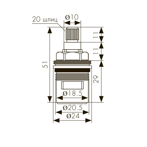 6103 Кран-букса KAISER 20 шлиц, 180°