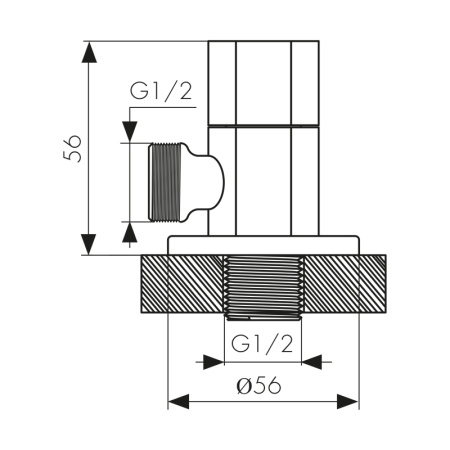 257 Gold Кран KAISER угловой 1/2х1/2 Gold