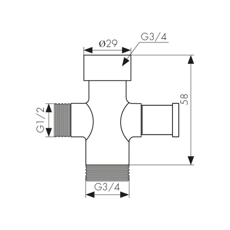 Дивертор KАISER  3/4вн х 3/4нар х 1/2нар (стар. арт. 316)