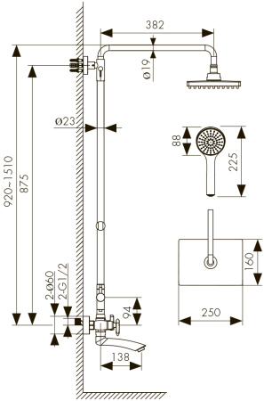 57288-1 Душевая система KAISER Trio