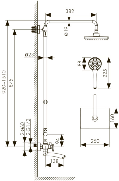 57288 Душевая система KAISER Trio