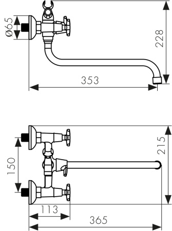 28155 Смеситель KAISER Crystal для ванны