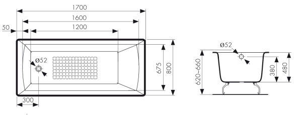 КВ-1805  Ванна KAISER чугунная с антискользящим покрытием