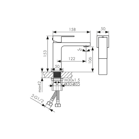 01211-3 Смеситель KAISER Cube для раковины 