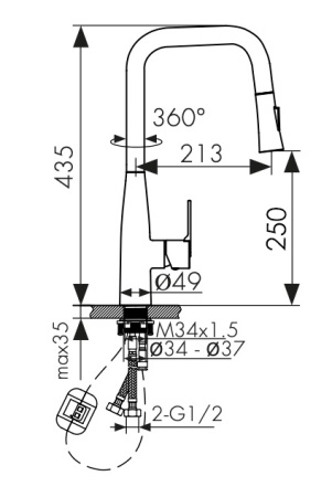 22144-4 Смеситель KAISER Claro для кухни 