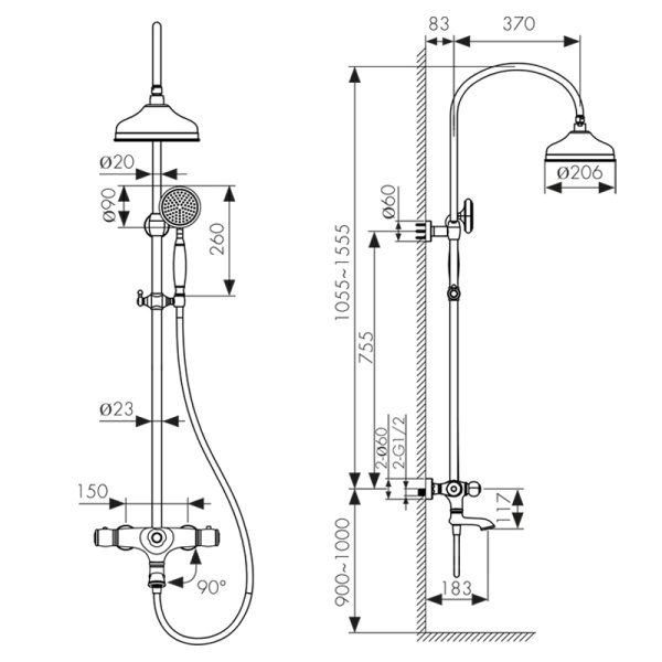 03182 Душевая система KAISER Aria с термостатом
