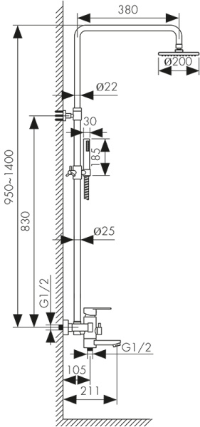 34188-1 Душевая система KAISER Sonat