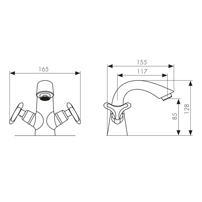 57011 Смеситель KAISER Trio для раковины 
