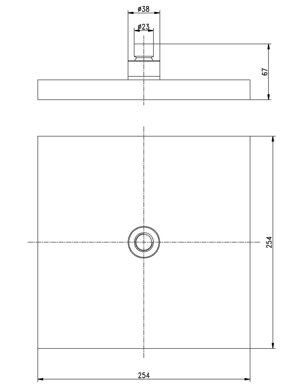 SH-225 Душевая лейка KAISER стационарная, 250x250 мм